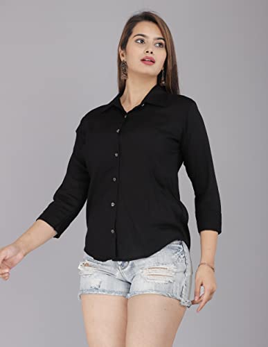 Image of Women Solid Shirt for Office & Casual wear | 3 /4th Sleeves Spread Collar
