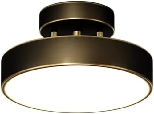 Plafonnier en laiton brossé rétro au design semi-encastré