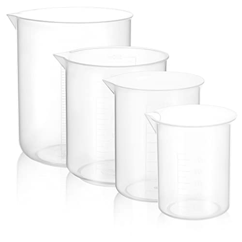 La Mejor Recopilación de Vasos y jarras medidores los 10 mejores. 43 Kichvoe 4 Uds. Tazas Medidoras De Plástico Tazas Mezcladoras De Resina Epoxi Reutilizables Jarras Medidoras De Pintura Líquida Recipientes Con Escala De 50Ml/250Ml/500Ml/1000Ml