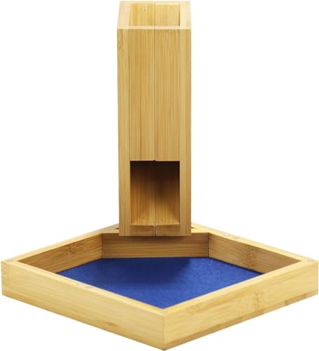 The Grinning Gargoyle Grinning Gargoyle Torre per dadi DnD in bambù da 18 cm pieghevole - Accessorio DND portatile magnetico in legno - Perfetto per giochi di ruolo e giochi da tavolo - Vassoio per ro