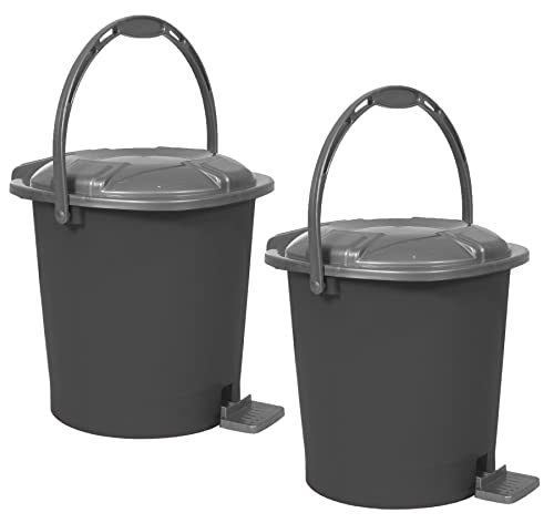 Kuber Industries Durable Plastic Pedal Dustbin|Waste Bin|Trash Can For Kitchen & Home With Handle,10 Litre (Gray)