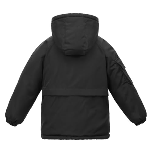 Winter Kids Boys Snow Coats Black Puffer Jacket Hooded Clothes Fleece-Lined Wear2