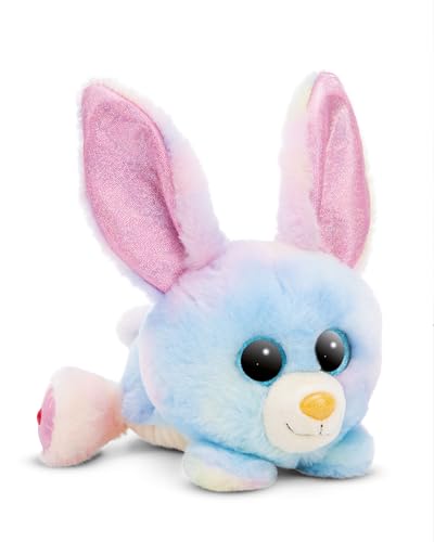 NICI GLUBSCHIS Kuscheltier Hase Rainbow Candy 25cm liegend - Flauschiges Stofftier mit großen, niedlichen Glitzeraugen, Plüschtier für Schmusetierliebhaber - 49740