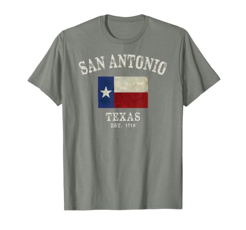 Vintage San Antonio Texas EST 1718 T-Shirt, Men, Olive Heather, Large