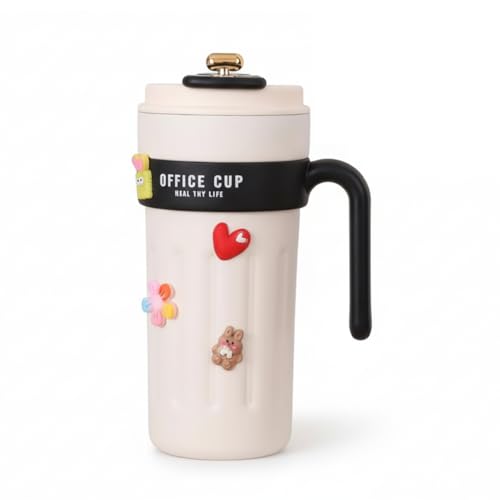 Image of NYRWANA Smart Coffee Travel Mug 650ml | 304 Stainless Steel Vacuum Insulated Cup | LED Touch Screen Temperature Display | Leak-Proof Flask for Hot & Cold Drinks, Office, Travel & Outdoor (Cream Black)