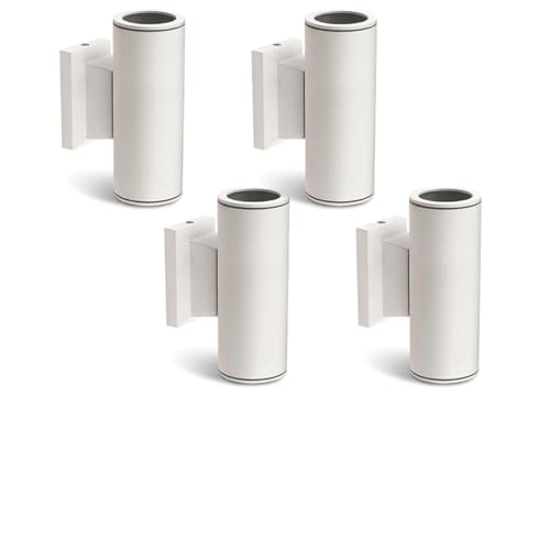 Aigostar Lampada da Parete Esterno Impermeabile IP65, GU10 Alluminio Up Down Lampada da Parete Esterni, Applique Moderna Esterno per Portico, Corridoio, Terrazza, Bianco, Confezione da 4