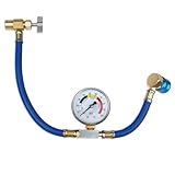 BACOENG R134a AUTO AC U-Charge Hose with Gauge and Can Tap HVAC