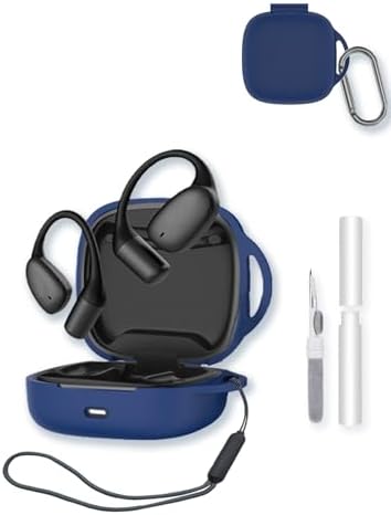 Case for Raycon Essential Open Earbuds,Soft Protective,BOVUGAC Silicone Case Cover with Keychain & Cleaning Kit & Lanyard for Raycon Essential.-Blue image 3
