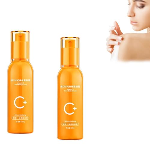 Crema corporal Time con vitamina C, loción corporal iluminadora, humectante corporal para piel seca, crema correctora de manchas oscuras para axilas para cuerpo, rostro y piel irregular (2Pcs)