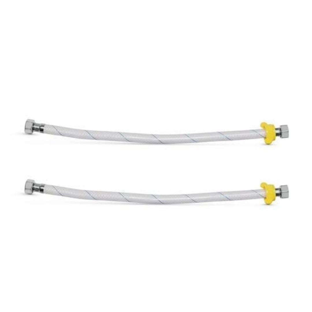 BATHBLISS 18" Inches PVC Flexible Connection Pipe Suitable for Water Heater Geysers, Countertop Faucets, Water Taps, Wash Basin, Kitchen Sinks & Toilet Flush (Pack of 2) (18-INCH)