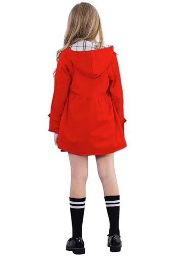 Image of Betusline Girl's Single Breasted Trench Coat Hooded Dress Coat Outerwear, 2-14 Years