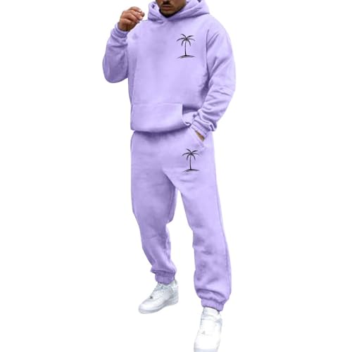 Genérico Chubasqueros Hombre Print Long Sleeve Hoodie Pant Suit Alemania Traje De Pana Hombre (Hot Pink, L)
