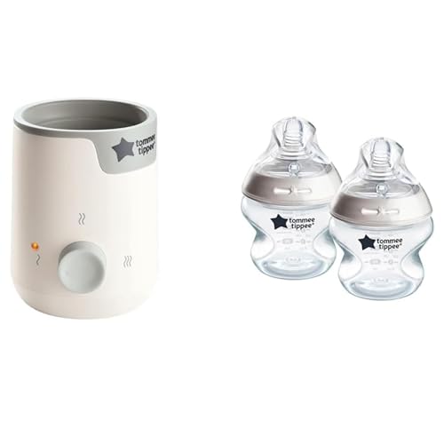Image of Tommee Tippee Easiwarm Bottle Warmer, Warms Breast Milk and Formula Bottles, Automatic Timer, One-Dial Operation+ Natural Start Anti-Colic 5 oz BPA Free Newborn Bottles, Slow Flow Breast-Like Nipple