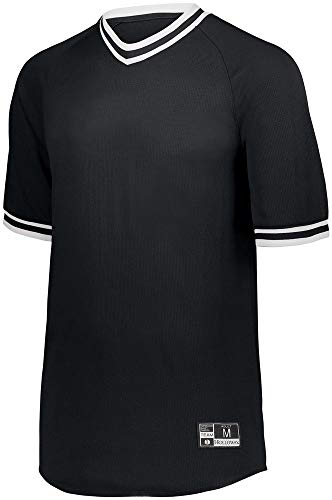 Holloway Retro V-Neck Men's Baseball Jersey, Black | White, Large #TOP18