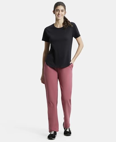 Image of Jockey 1302 Women's Super Combed Cotton Elastane Stretch Relaxed Fit Trackpants with Side Pockets