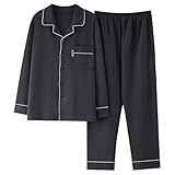 [Hyjkl] パジャマ メンズ 綿100 大きいサイズ ルームウェア 上下セット 部屋着 無地 肌に優しい 柔らか ゆったり 寝間着 通気 吸汗 男女兼用 春秋用 5XL