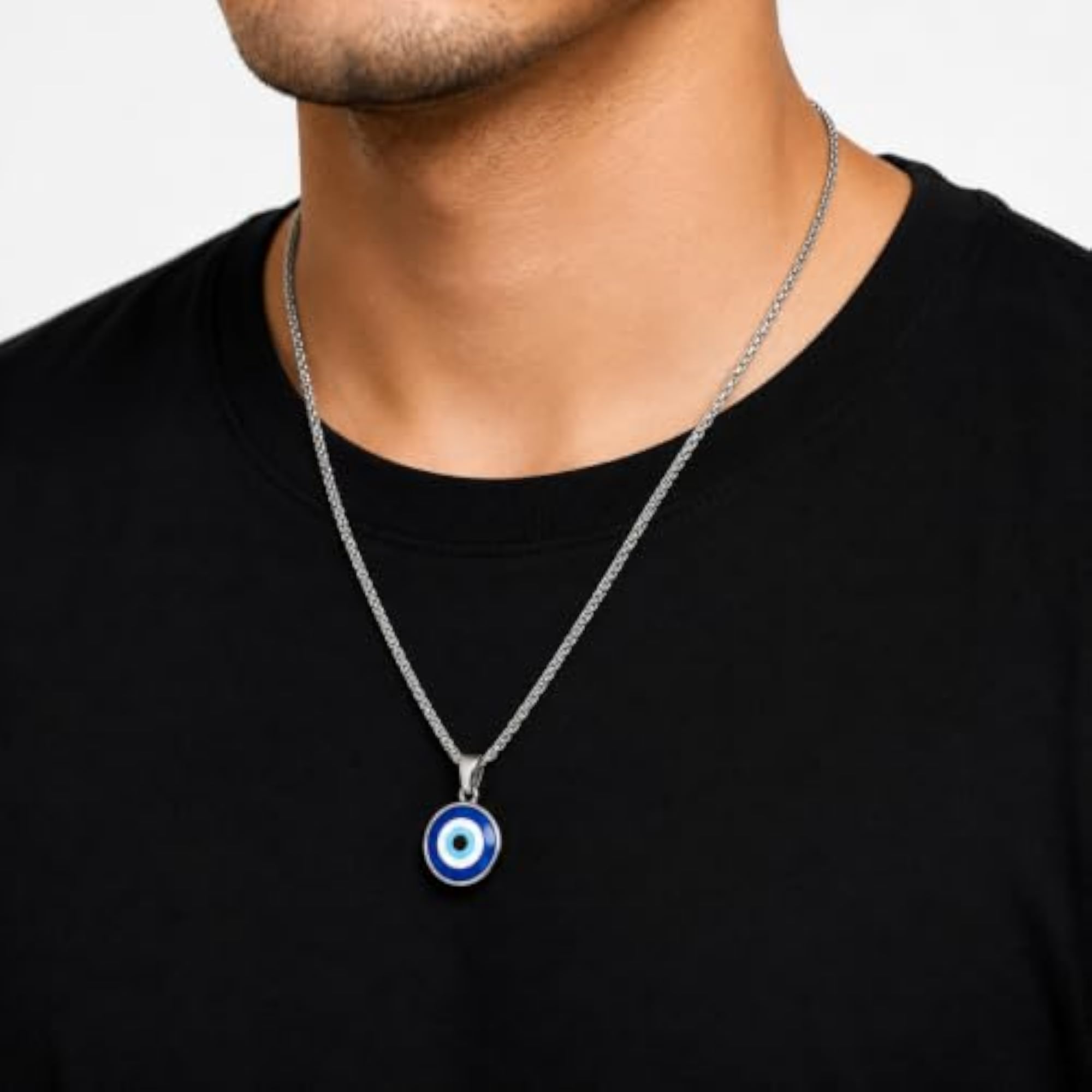 Women's Blue Evil Eye Pendant Necklace, Nazar Protection Charm