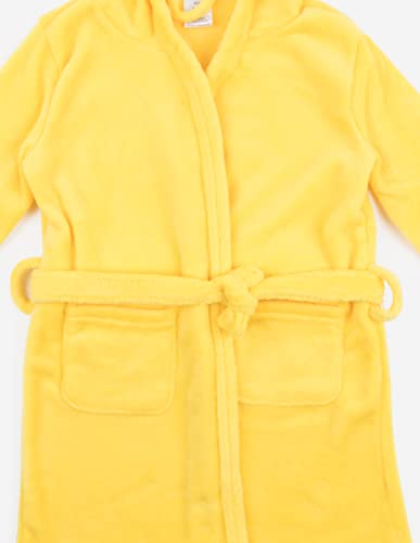 Leveret Kids Robe Boys Girls Solid Hooded Fleece Sleep Robe Bathrobe (16 Years, Yellow) #TOP1