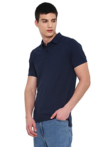 Image of Deniklo Cotton Blend Solid Plain-Regular Fit | Half Sleeves Polo Neck T-Shirts for Men (Available in Plus Size)