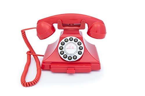 Teléfono telefónico clásico GPO rojo con botones miniatura 4