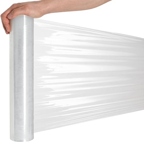 RAGO® Stretchfolie Transparent folie für möbel 2 Stück 150m l Hand Stretchfolie rollen I Palettenfolie Handfolie Wickelfolie I Verpackungsmaterial (7,5 x 7,5 x 40 cm) 0,9 kg I 150m Länge