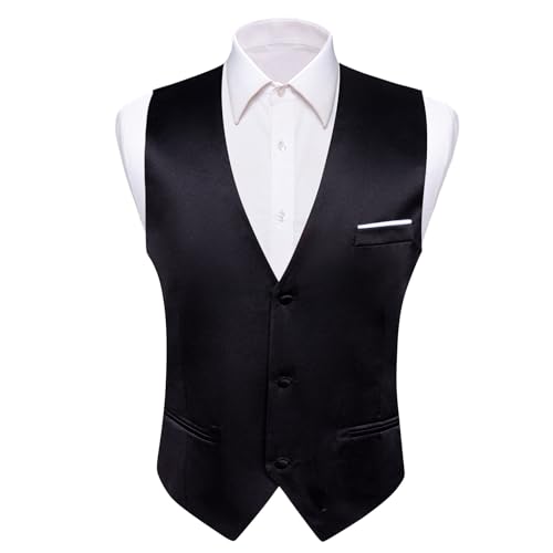 Image of Barry.Wang Mens Suit Vest Bow Tie Set 4PCS Formal V-neck Slim Fit Casual Solid Color Waistcoat Wedding Party Tuxedo