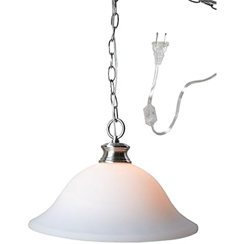 HomeConcept The Entertainer Plug-in Swag Pendant Light 16" White Glass with Brushed Nickel Chain Cover