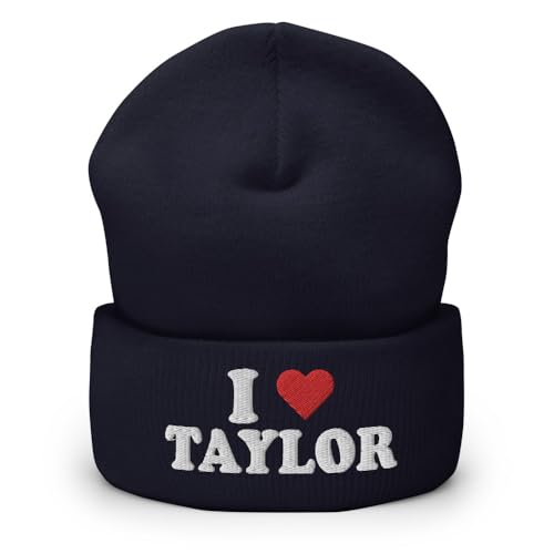 RIVEMUG I Love Taylor Cuffed Beanie Taylor Fan Hat Navy