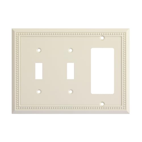 Image of Henne Bery Sunken Pearls Heavy Duty Decorative Wall Plate Switch Plate Outlet Cover (Double Toggle /Single Decorator, Light Almond)