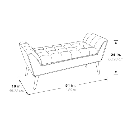 Image of OSP Home Furnishings Castile Mid-Century Modern Storage Bench with Natural Legs, Green Pine Fabric