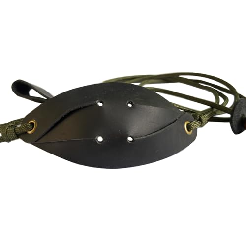 Parallel Halo Leather Shepherd Sling Handmade Paracord Shepherds Sling Tennis Ball Thrower (Black)