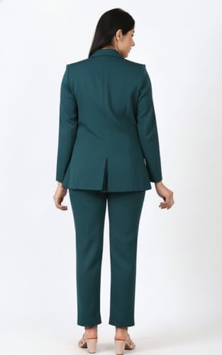 Image of Women's Formal Pantsuit Set, Single Button Blazer with Trousers, Professional Business Attire