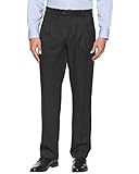 Perry Ellis Men's Portfolio Double Pleated Micro Melange Pant, Caviar, 36x32