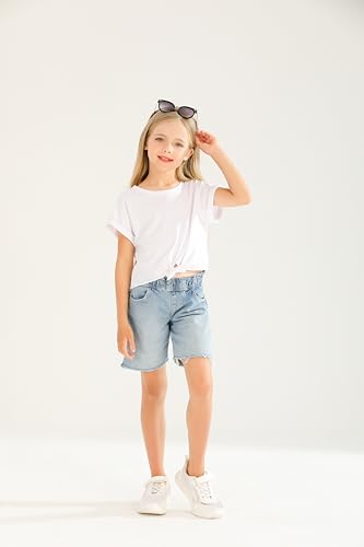 Girls Crop Top Trendy Summer Tees Casual Short Sleeve Cute Blouse White T Shirts for Kids 6-15 Years3
