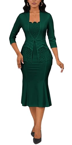 Image of Elegant Church Dress for Women Midi Dresses Work Wear Vintage Pencil Dress for Business Casual Outfits