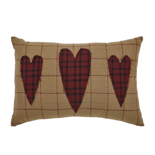 VHC Brands Connell Heart Pillow 9.5x14, Cotton Pillow With Polyester