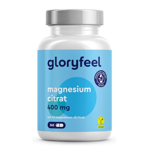 Magnesiumcitrat 365 Kapseln - Elementares Magnesium Hochdosiert - Gut verträgliches & hoch bioverfügbares Tri-Magnesium Dicitrat - Vegan, laborgeprüft & ohne Zusätze