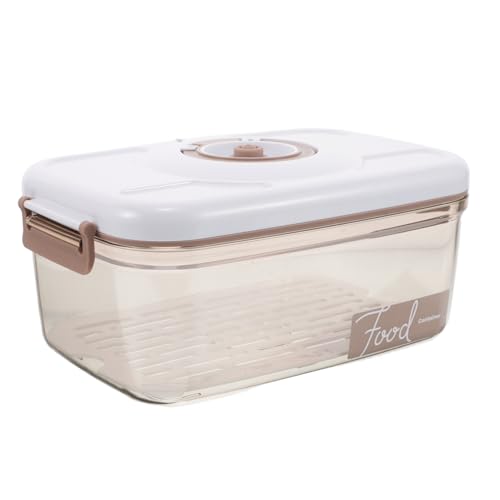 Veemoon 1 Juego Caja de almacenamiento al vacío bomba de vacío caja apilable Comida envasada cajas almacenaje envases de sellado al vacio recipiente sellado al vacio el plastico Beige
