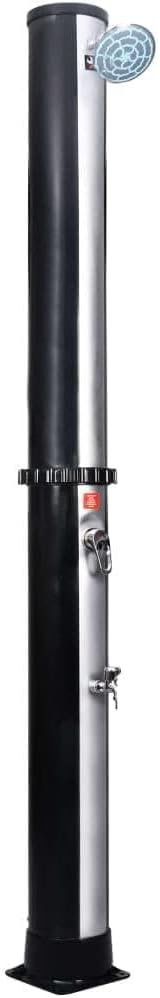 YAFF Solar Outdoor Shower 7.2ft Tall Black & Silver Eco-Friendly PVC Design with Foot Rinse UV Resistant Easy Assembly for Garden/Poolside Warm Sun-Powered Water for Summer Relaxation