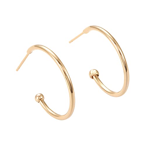 BENECREAT 6 Pairs 18K Gold Plated Half Hoop Earrings Round Earring Hoops for DIY Jewelry Making