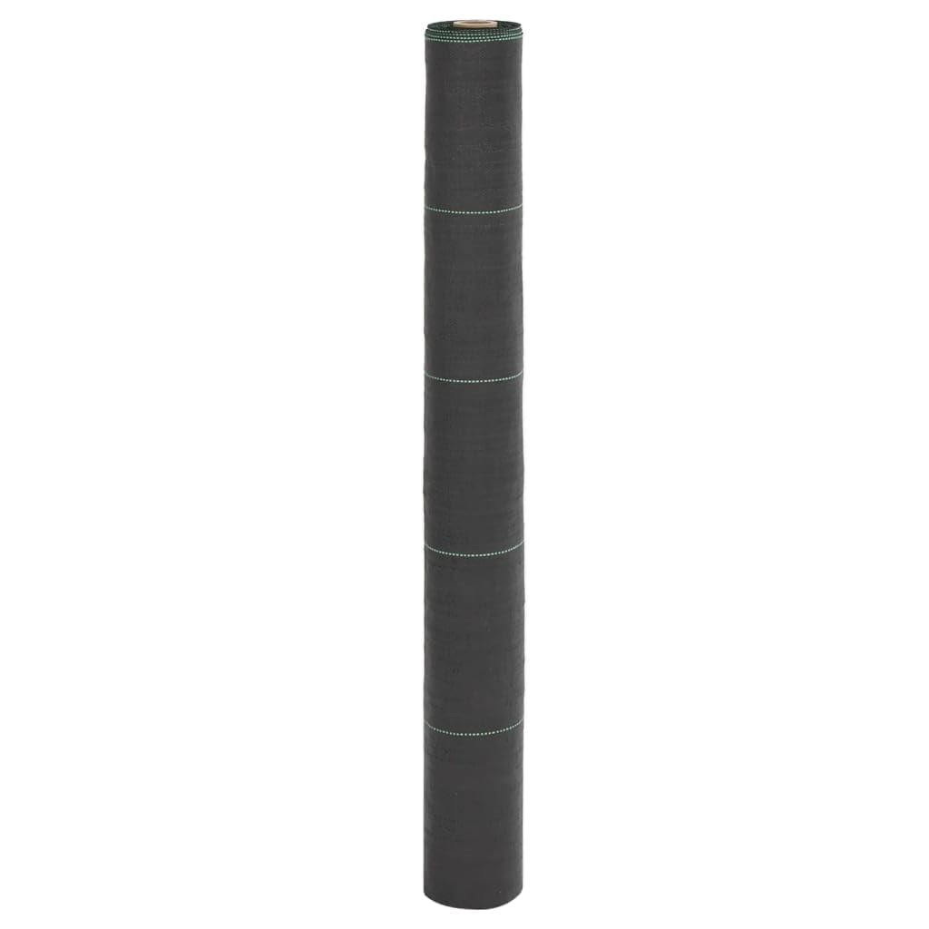 Unkrautvlies Schwarz 1x50 m PP Gartenvlies Mulchvlies Bodenabdeckung mit grünen Streifen 150 g/m² für Beet, Terrasse, Weg und Landschaftsbau zur Unkrautkontrolle und Rasenpflege