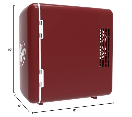 CURTIS MIS135DRP DR. Pepper Mini Portable Compact Personal Fridge Cooler, 4 Liter Capacity, 6 Cans, Makeup, Skincare, Freon-Free & Eco Friendly, Maroon