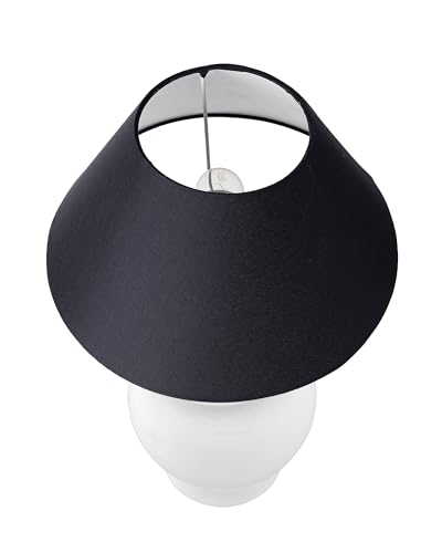 Image of Homesake Ceramic Pot Shaped Base White Table Lamp with Shade, (Black)