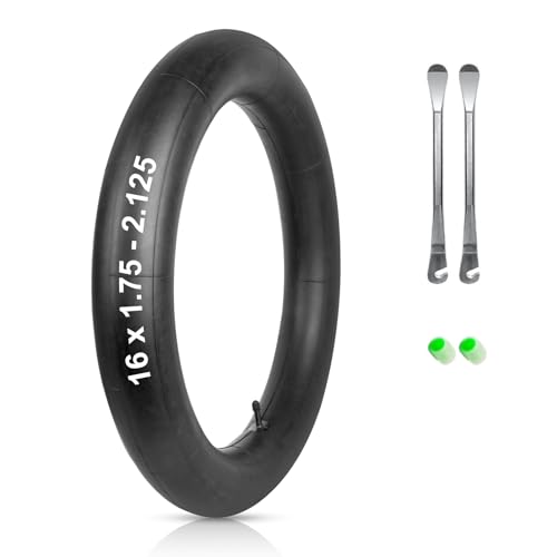 YEHOLDING 16x1.75-2.125 Schlauch Kinderfahrrad, 16 Zoll fahrradreifen mit Gerades Ventil, 16x1.75 fahrradschlauch + 2 Montierhebel + 2 beleuchtete Ventildeckel