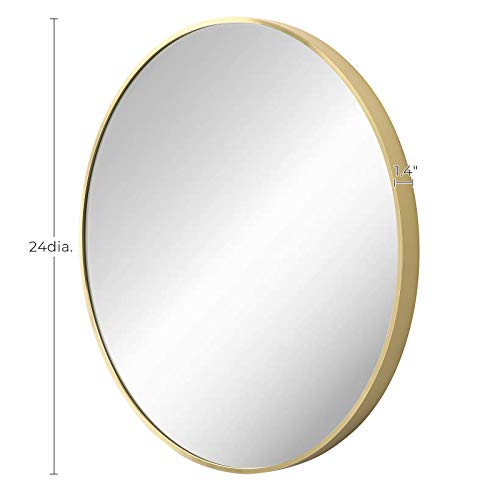 Songmics Round Wall Mirror, Decorative Circle Mirror, 24-Inch Diameter, Metal Frame, For Living Room, Bedroom, Bathroom, Entryway, Gold Color Ulwm102A01 #TOP6