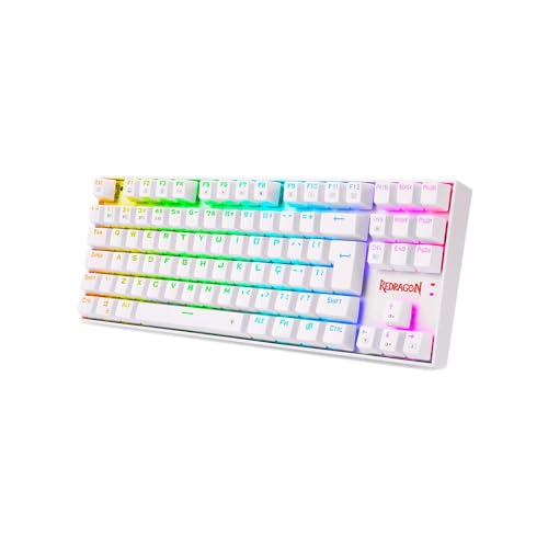 TECLADO MECANICO KUMARA PRO RGB WIRELESS E BLUETOOTH BRANCO SWITCH BLUE