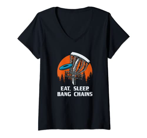 Mujer Eat Sleep Disc Golf Hobby Golfer Actividades Camiseta Cuello V