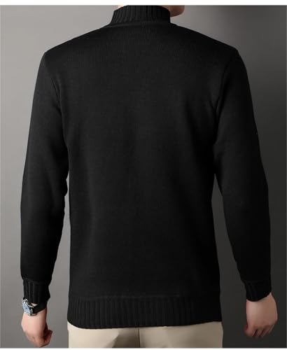 Men's Autumn/Winter Half High Collar Plush Thickened Sweater Bottom Warm Sweater Beige2