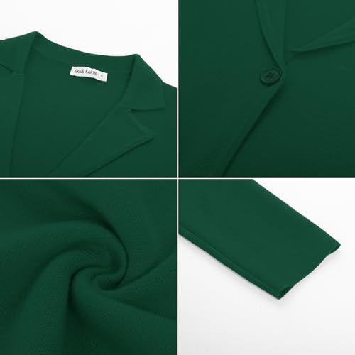 Image of GRACE KARIN Women Sweater Blazer Casual Work Croppped Cardigan Lightweight Button Front Short Knit Blazer Jacket S-XXL