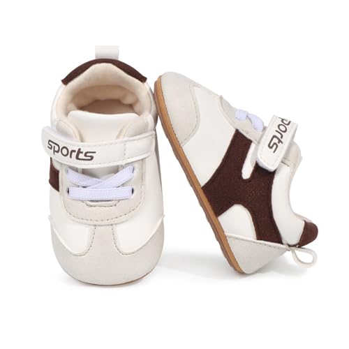 Image of HsdsBebe Baby Boys Girls Pu Leather Hard Bottom Walking Sneakers Toddler Rubber Sole First Walkers Infant Cartoon Slippers Crib Shoes